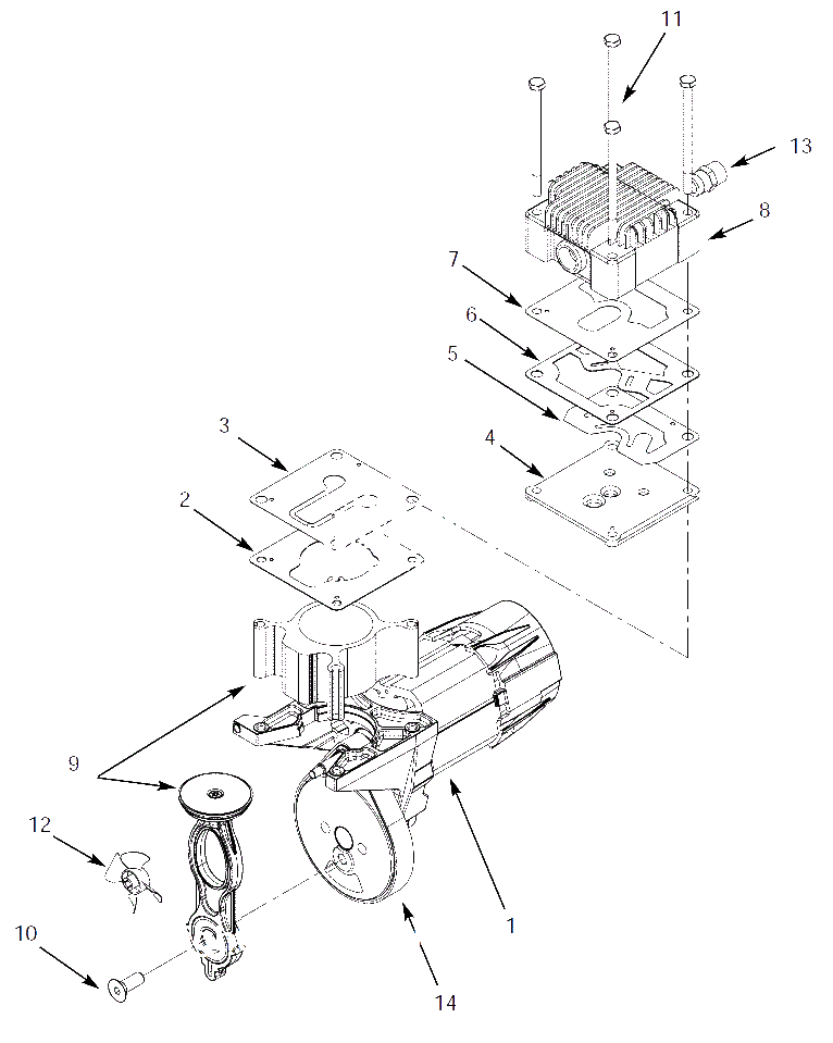 Pump Parts Diagram and Parts List for WL390001  Campbell Hausfeld Compressor